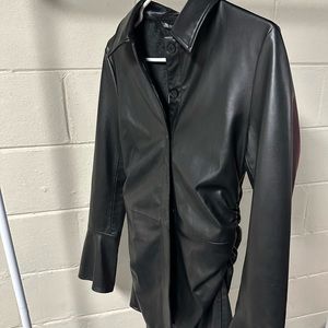 NEVER WORN- FITTED FAUX LEATHER OVERSHIRT- ZARA